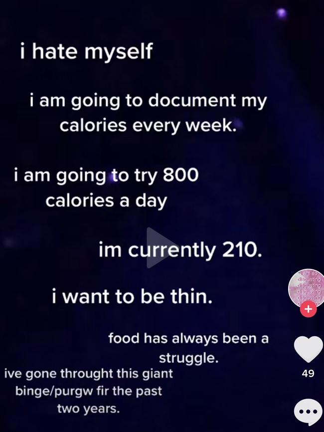 Tik Tok says content that encouraged eating disorders contravened community guidelines and would be removed. Source: Tik Tok