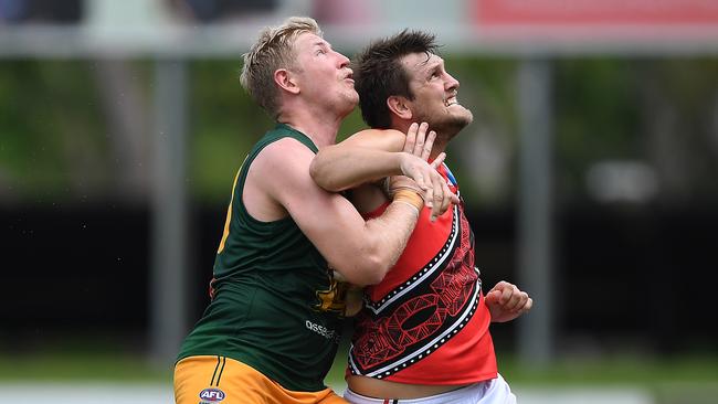 St Mary's won against the Tiwi Bombers in Round 3 of the NTFL Men's Premier League. Picture: Felicity Elliott/AFLNT Media