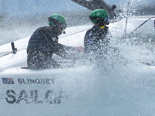 Australia SailGP Team helmed by Tom Slingsby on Race Day 2 of The Rolex SailGP 2025 Championship ITM New Zealand Sail Grand Prix in Auckland, New Zealand. Sunday 19 January 2025. Photo: Felix Diemer for SailGP. Handout image supplied by SailGP