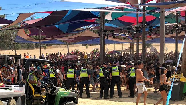 Medics and police on watch at the festival. 