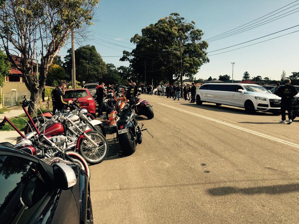 Some of the motorcycles and a limo used as part of the wedding. Picture: Lia Harris