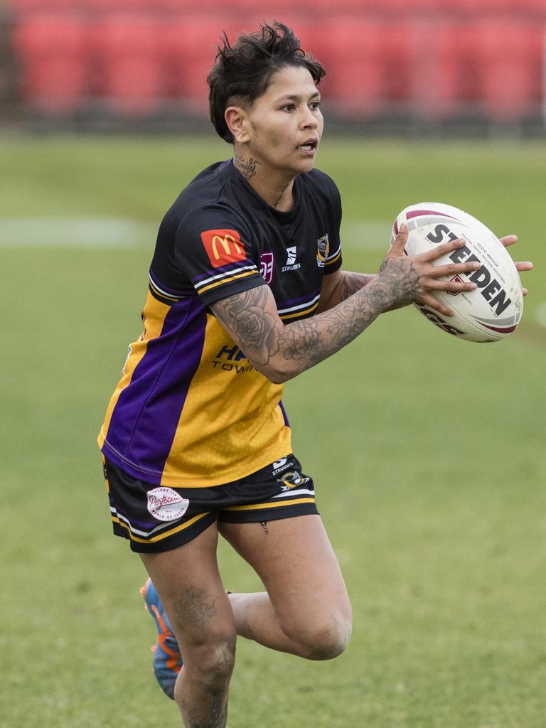 Gatton player Courtney Robinson against Oakey. Picture: Kevin Farmer.