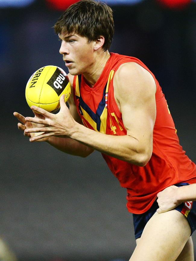 Sturt key forward Hugo Munn shows his stuff for South Australia. Picture: Michael Dodge/Getty Images