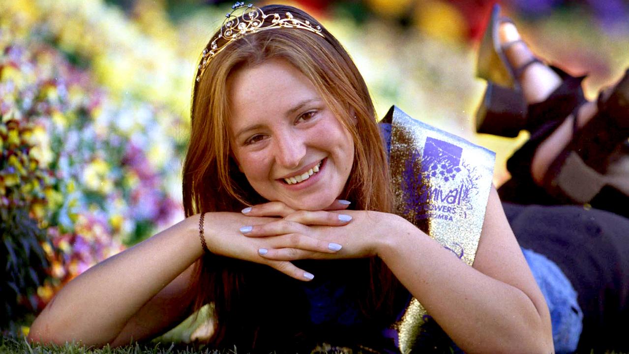 Nicole Burnie, 18, 51st Carnival of Flowers Queen in Queens Park Toowoomba Pic: David Martinelli.