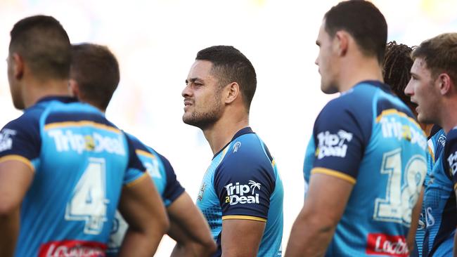 Jarryd Hayne and the Titans look on after a Bulldogs try.