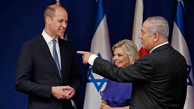 Prince William with Irsaeli Prime Minister Benjamin Netanyahu and his wife Sara.