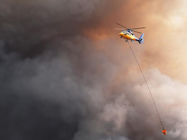 Waterbombing helicopters were a welcome sight.  Picture: Peter Lorimer