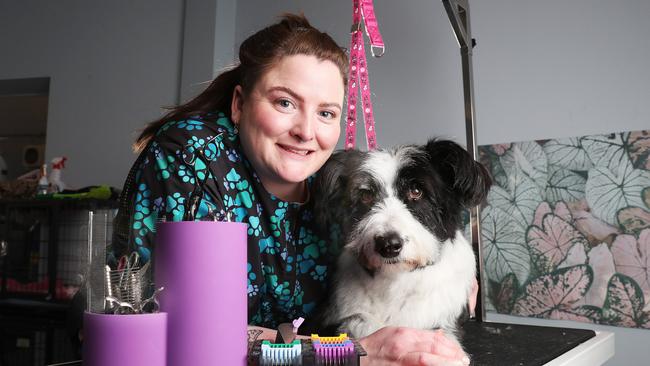 Rhianna Farley of The Dog Stylist of New Town with client Jackson.  Rhianna has been nominated for Tassie's Best Dog Groomer poll.  Picture: Nikki Davis-Jones