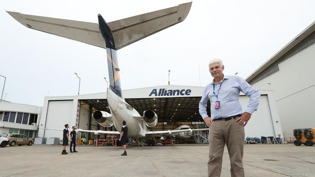 Alliance Aviation managing director Scott McMillan at the airline’s Brisbane headquarters. Picture: Lyndon Mechielsen