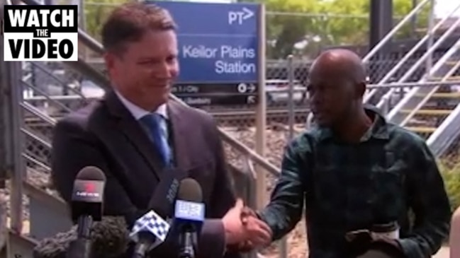 Tim Day upstaged at press conference (9News)