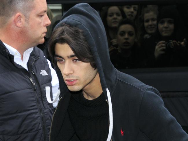 Unwell...Zayn Malik attends the recording of the Band Aid 30 single on November 15 in London. Picture: Getty