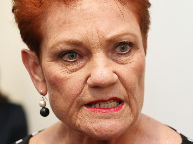 CANBERRA, AUSTRALIA NewsWire Photos MARCH 16 2021: Senator Pauline Hanson during a press conference in Parliament House Canberra. Picture: NCA NewsWire / Gary Ramage