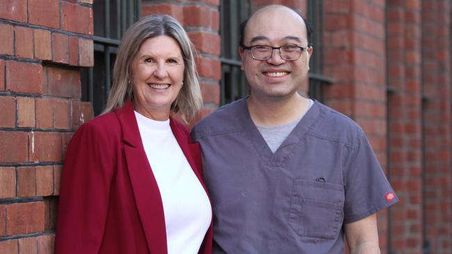 Adelaide haematologist David Yeung with former patient – and now SAHMRI – colleague Jo Dart who has been in remission from acute myeloid leukaemia for 14 years. Picture: Supplied