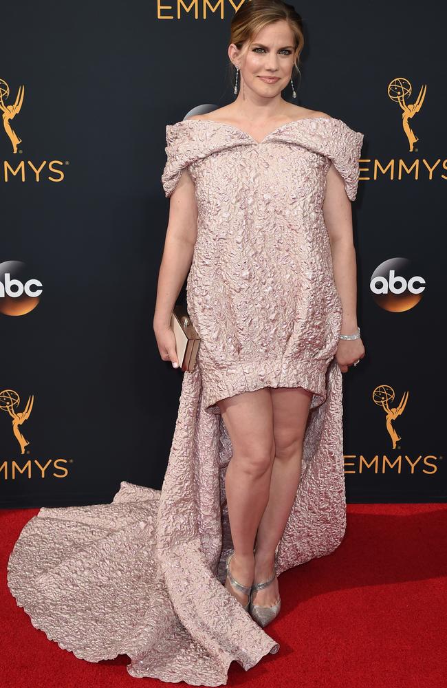 Veep star Anna Chlumsky pictured on the red carpet at the Emmys. Picture: AP