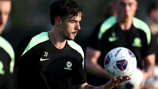 ABU DHABI, UNITED ARAB EMIRATES - MAY 24: Nicolas Milanovic takes part during the Australia Socceroos player training camp at the Ritz Carlton Training Pitch on May 24, 2025 in Abu Dhabi, United Arab Emirates. (Photo by Francois Nel/Getty Images)