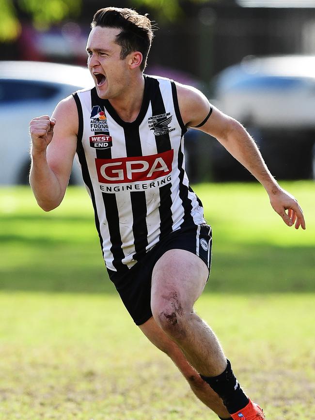 Alex Forster in action for the Falcons this year. Picture: AAP/Mark Brake