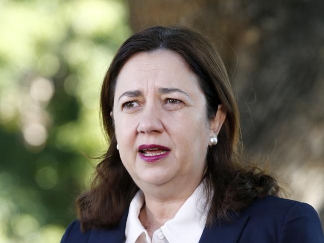 Premier Annastacia Palaszczuk speaks to the media, and Education Minister Grace Grace at a return to school related media conference, free Park Milton, on Monday 25th May 2020 - Photo Steve Pohlner