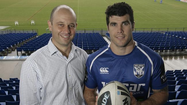 Then Canterbury CEO Todd Greenberg with former Bulldogs captain Michael Ennis.