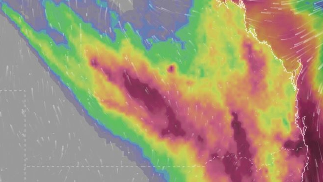 Accumulated rainfall totals on Sunday. Picture: Ventusky