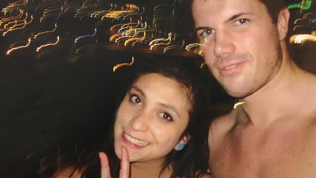 A selfie of Gable Tostee and Warriena Wright inside his 14th floor Surfers Paradise apartment just hours before the New Zealand tourist plummeted to her death from the balcony on August 8, 2014.