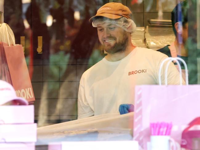Brooke Bellamy’s husband Justice Bellamy was seen at the couple’s Brooki Bakehouse on Wednesday. Picture: Steve Pohlner