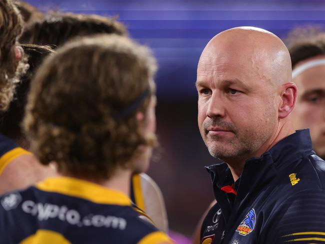 Matthew Nicks addresses his players against Sydney. Picture: Getty Images