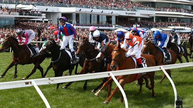 MELBOURNE, AUSTRALIA - NOVEMBER 05: Craig Williams rides #23 Vow and Declare to win race seven the Lexus Melbourne Cup during 2019 Melbourne Cup Day at Flemington Racecourse on November 05, 2019 in Melbourne, Australia. (Photo by Robert Cianflone/Getty Images)