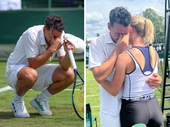 Alex Bolt embraces Katie Swan. Photo: Instagram, Wimbledon and Katie Swan.