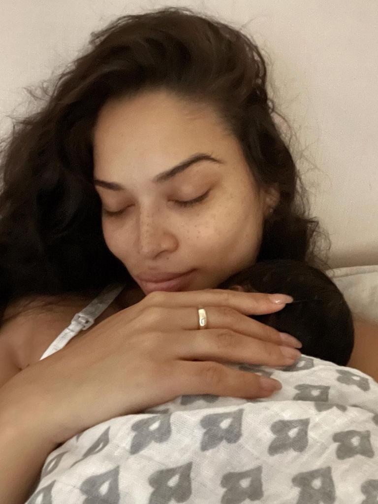 The model and her partner welcomed their new baby boy, Zai Adesuyan, in October. Picture: Instagram