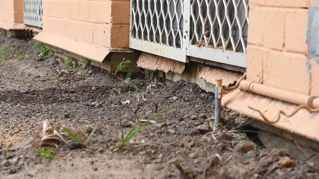 The foundations of Larisa Lee's home in Baranga are shifting after years of flooding. Picture: (A)manda Parkinson