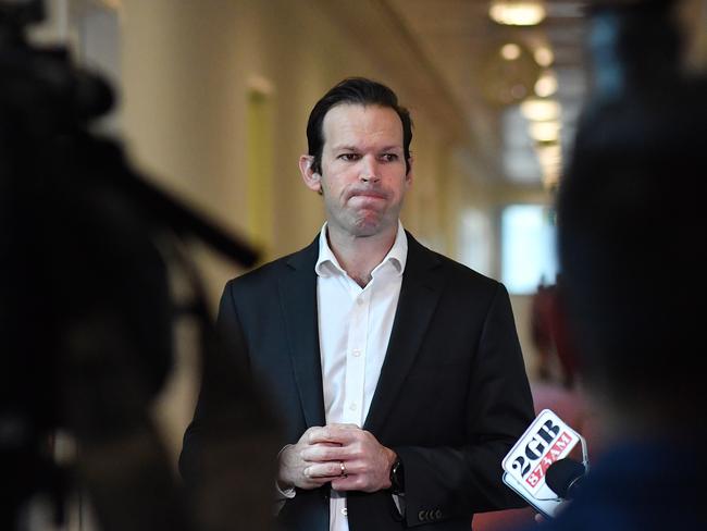 Senator Matt Canavan talks to reporters. Picture: Getty Images.