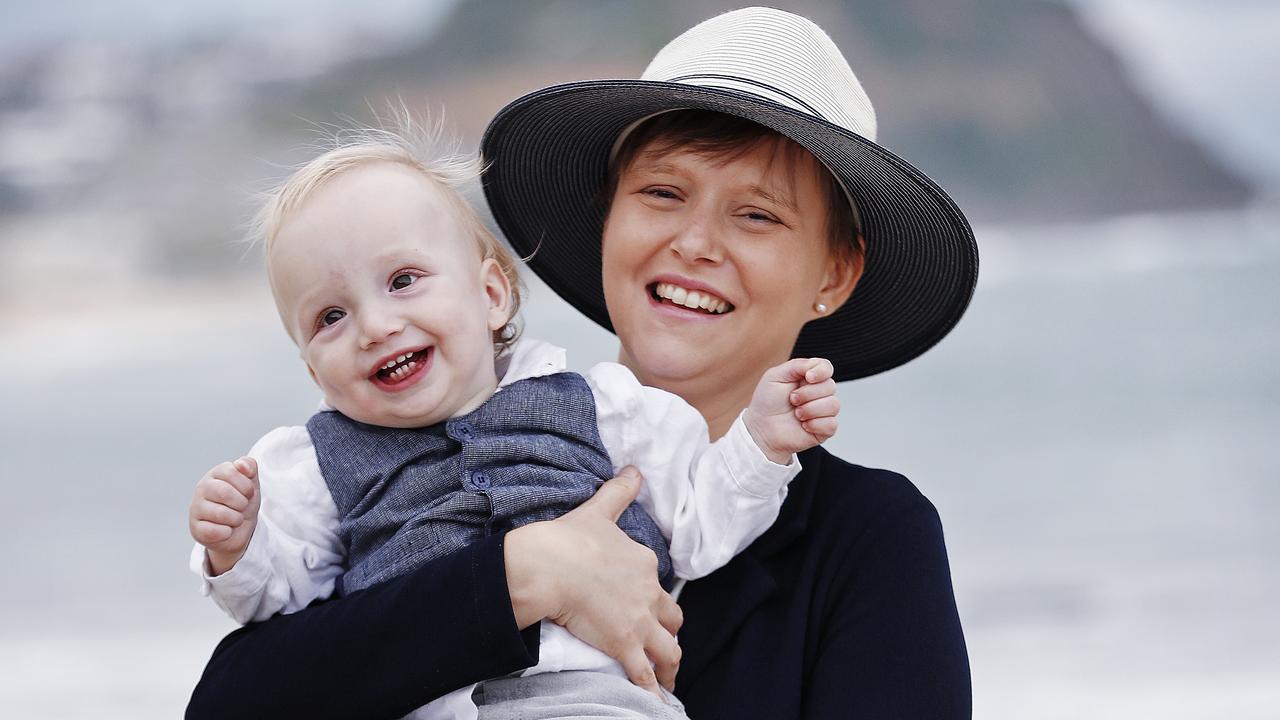 Dr Quatela with her son Alberto Coda at Merewether Surfhouse. Picture: Sam Ruttyn