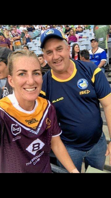 Anthony "Bomber'' Breeze and victorious Brisbane Broncos captain Ali Brigginshaw on NRL grand final day.