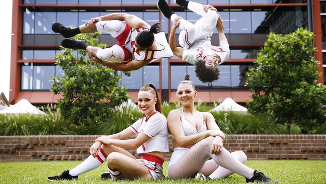 Ultimate Tag players (from left) Michael Khedoori (rear), Steph Beck, Emma Nedov and Greg Eckels (rear). Picture: Sam Ruttyn