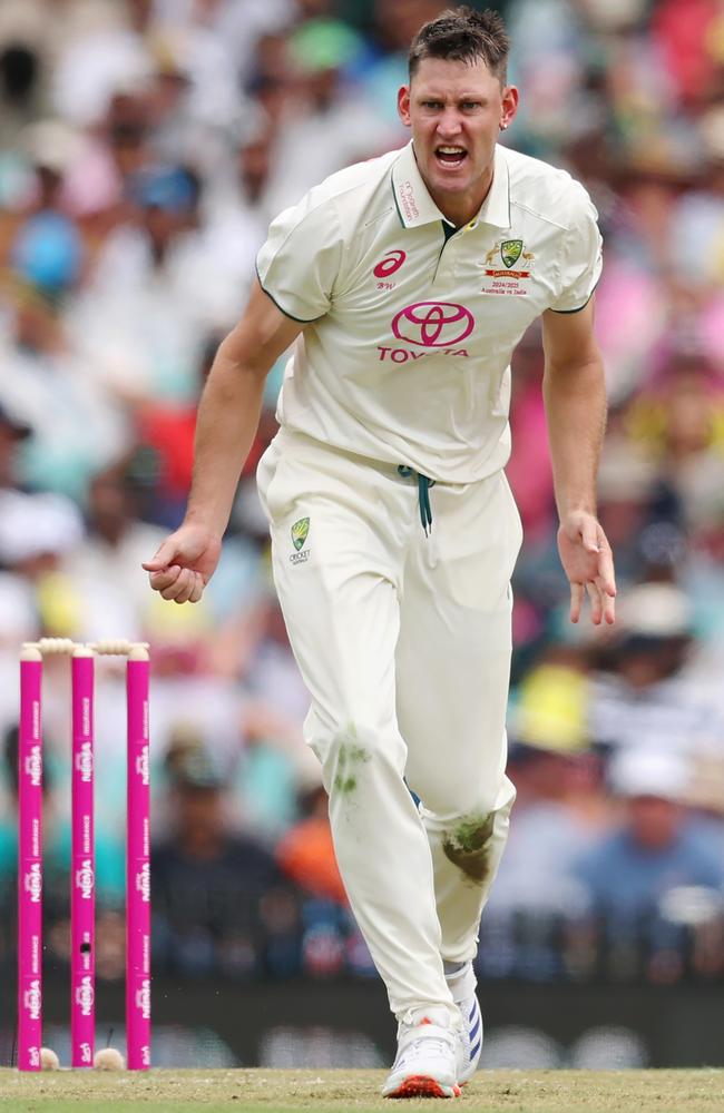 Beau Webster was straight into the action for Australia on his Test debut. Picture: Getty Images