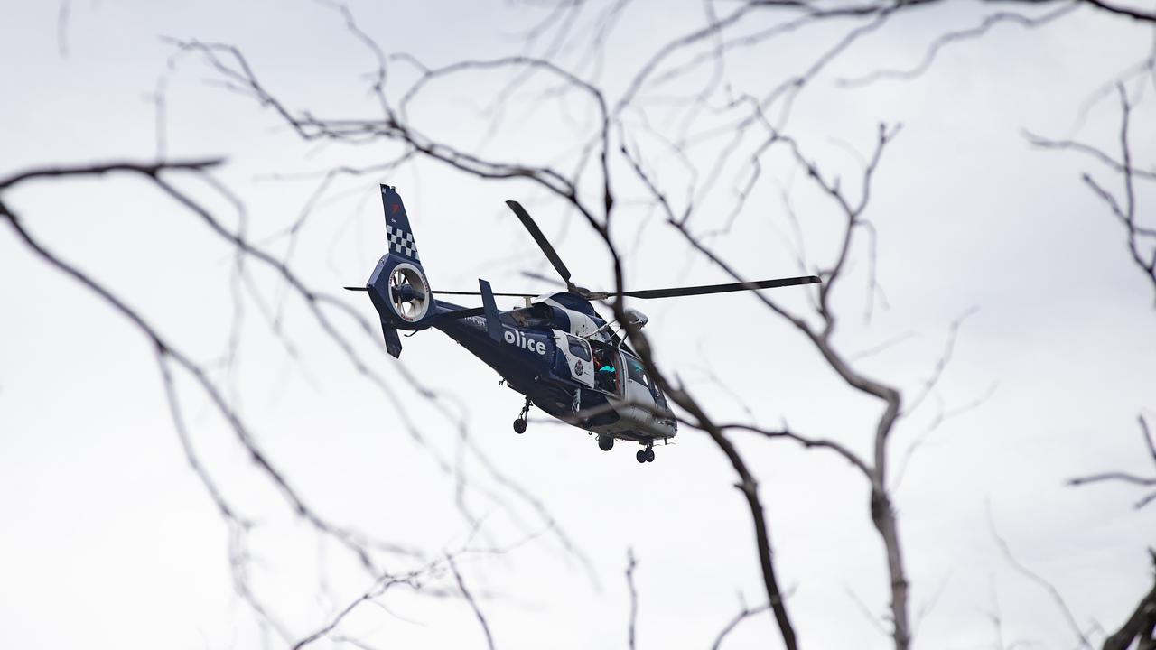 The Victoria Police Air Wing division was called to assist in the search of an 11-year-old boy who was missing in dense bushland. Picture: Sarah Matray