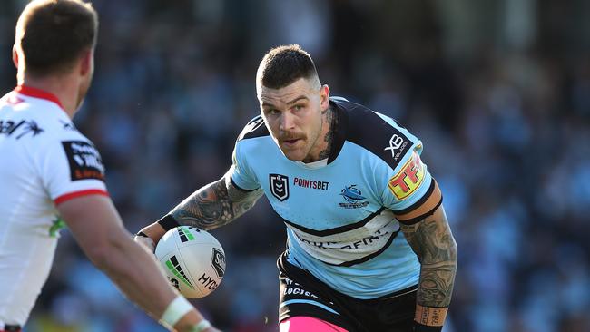 Cronulla's Josh Dugan during the Cronulla v St George NRL match at PointsBet Stadium, Woolooware. Picture: Brett Costello