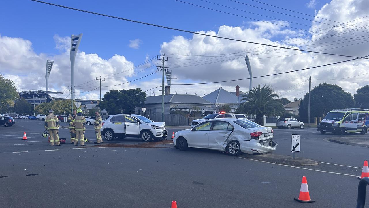 The crash at the corner of Yarra and Foster streets in South Geelong.