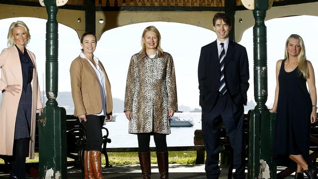 Harriet Price, Lucinda Regan, Luise Elsing, Mark Silcocks and Claudia Cullen are the lead Residents First Candidates running for Woollahra Council in the upcoming local government elections. Picture: John Appleyard