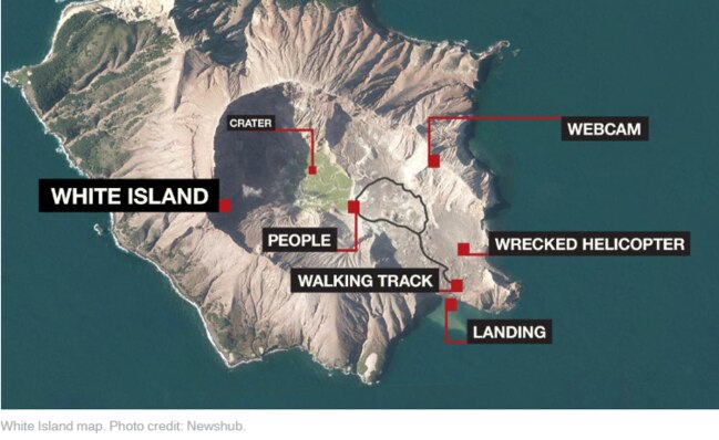 A map of New Zealand's White Island. Picture: NewsHub