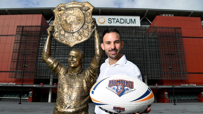 Brisbane Bombers NRL team bid director Nick Livermore outside Suncorp Stadium. Picture: AAP/Darren England