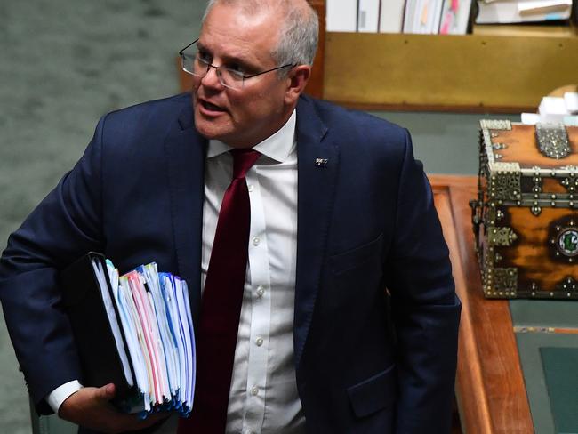 Prime Minister Scott Morrison during Question Time in the House of Representatives. Picture: Getty Images.