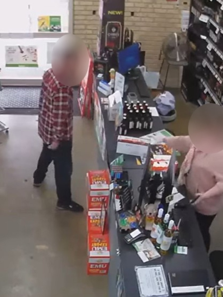 He puts the drinks on the counter before leaving the store. Picture: Facebook