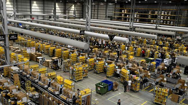 The Amazon Fulfilment Centre in Peterborough, east England. Photo: Daniel Leal/ AFP.