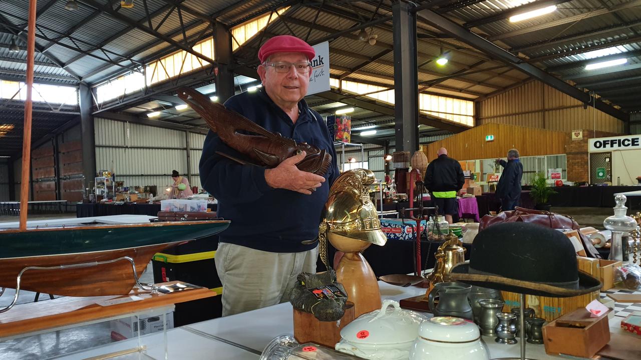Antique collector Graham Christensen with some of his wares that will be on sale this weekend at the Toowoomba Antique Collectable Fair.