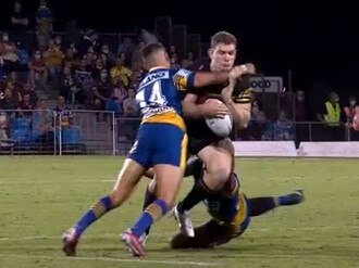 Will Smith was penalised for this tackle on Liam Martin.