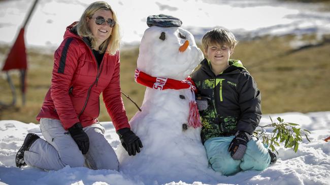 Tammy Stewart and her son Nixon, 10, at Thredbo. Picture: Sean Davey