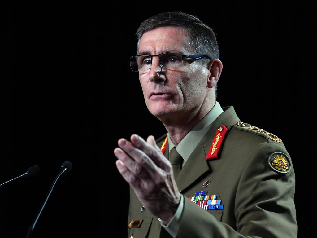 Chief of the Australian Defence ForceGeneral Angus Campbell was devastated to announce the findings of the report on Thursday morning. Picture: Mick Tsikas – Pool/Getty Images