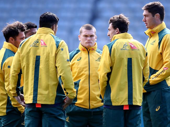 AUCKLAND, NEW ZEALAND - AUGUST 24:  The Wallabies survey Eden Park  during the Australia Wallabies Captain's Run at Eden Park on August 24, 2018 in Auckland, New Zealand.  (Photo by Phil Walter/Getty Images)