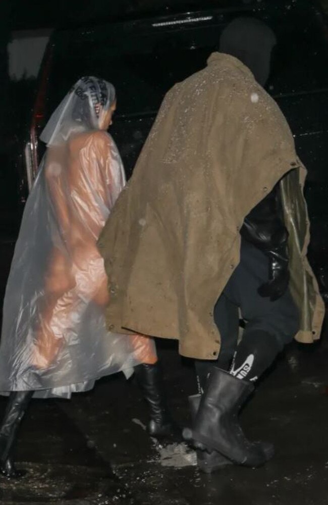 Bianca Censori stripped naked under a see-through poncho during an outing with Kanye West. Credit: BackGrid.